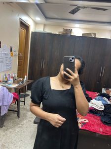 Elegant Black Puff Sleeve Dress