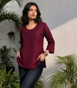 Embroidered Maroon Kurta