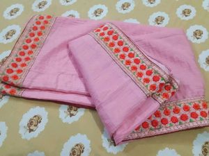 Elegant Pink saree with Floral Border