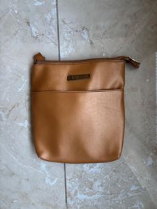 Tan Faux Leather Crossbody Bag