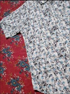 Men's Blue Floral Short Sleeve Shirt