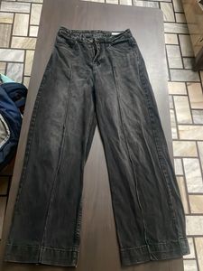Wide Leg Black Denim Jeans