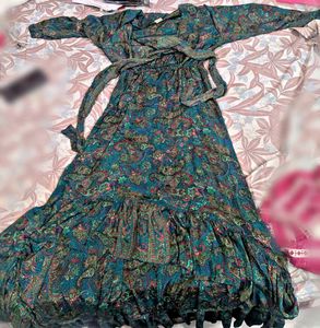 Bohemian Print Tie-Front Maxi Dress
