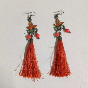 Orange Tassel Earrings