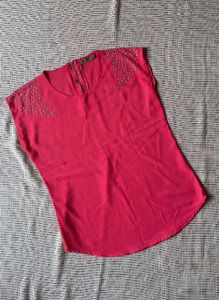 Chic Studded Coral Top for Women