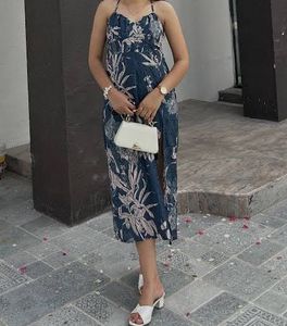 Floral Print Maxi Dress with High Slit