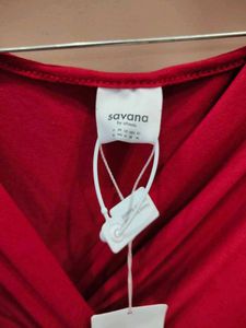 Elegant Red Long Sleeve Ruched Dress
