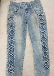 Lace-Up Detail Jeans