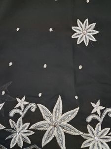 NEW Pure Georgette Heavy Work Black Saree