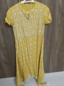 Yellow Printed Kurta
