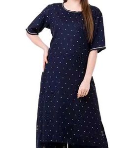 Polka Printed Black Kurta
