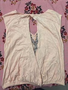 Pink Embroidered Cut-Out Top