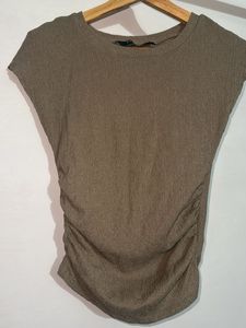 Primark Grey/Khakhi Ruched Side Top – XS