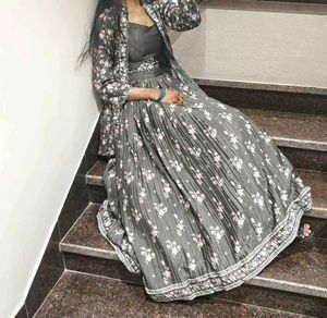 Elegant Floral Print Lehenga Choli jacket set
