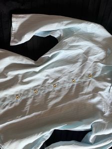 Light Blue Striped Button-Up Top