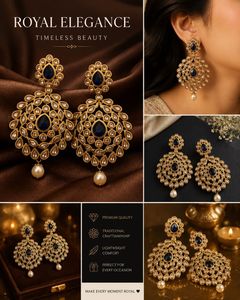 Exquisite Blue Stone & Pearl Earrings