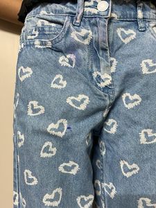 Heart Print Denim Jeans