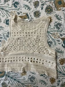 Cream Crochet Crop Top