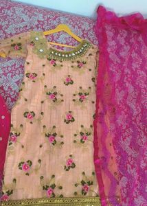 Elegant Peach short kurti and dupatta garara Set w