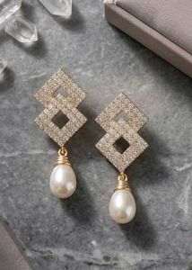 Dazzling Geometric Pearl Drop Earrings