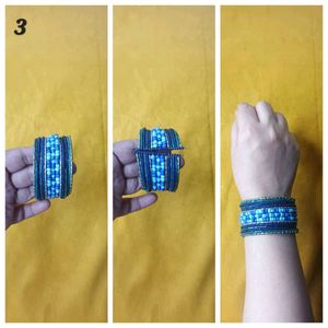 Chunky Beaded Bracelets. Blue, White.