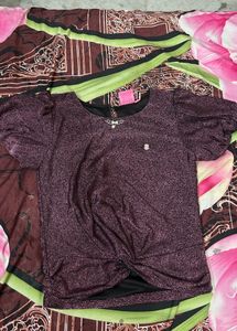 Sparkly Purple Twist Front Top