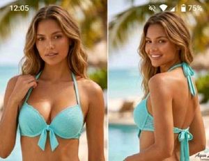 Aqua Blue Lace Bikini Top