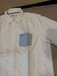 Men's White Casual Shirt with Pocket Detail