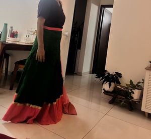 Green &amp; Pink Lehenga Set
