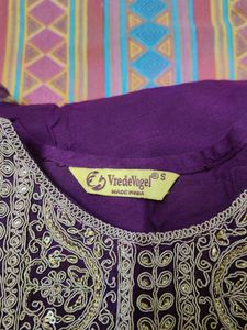 Elegant Embroidered Purple Kurta
