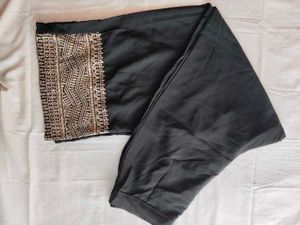 Embroidered Black Palazzo Pants