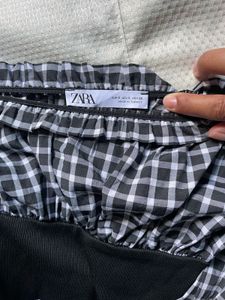 Zara Black and White Gingham Top
