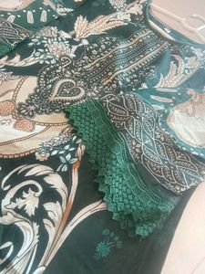Elegant Green Printed Kurta and plazo with dupatta