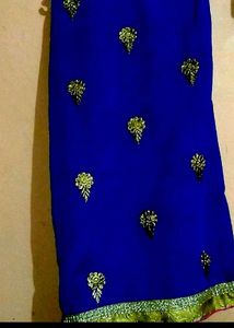Synthetic Saree With Blouse