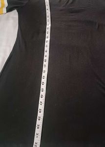 Black T-Shirt Dress with Striped Sleeves