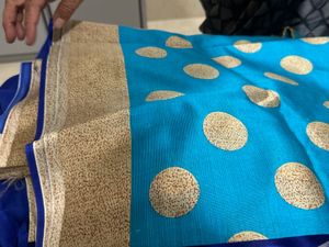Elegant Polka Dot Saree double shade unused