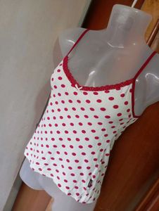 White Polka Dot Cami Top