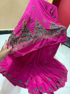 Vibrant Pink Embellished Saree
