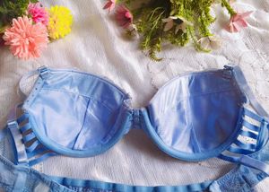 Blue Lace Trim Padded Bra with beautiful brief 👍