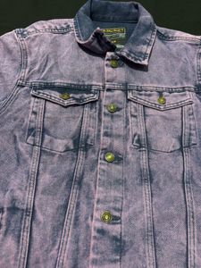 Purple Denim Jacket with Flap Pockets
