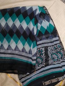 Elegant Teal and Black Saree