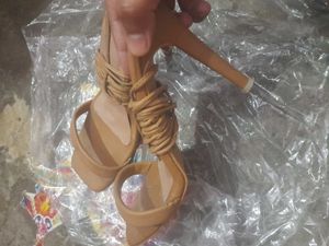 Stylish Tan Strappy Stiletto Heels