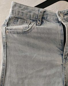 Light Wash Wide Leg Jeans with Slit