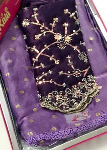 Green Saree with Embellished Blouse