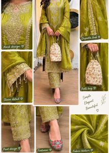 Elegant Green Kurta Set with Embellishments