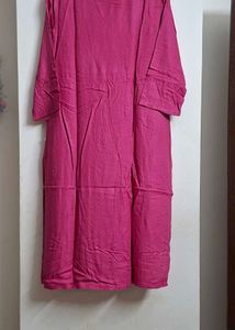 Vibrant Pink Kurta with Embellished Neckline