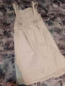 Cream Button-Front Pinafore Dress | Dungaree |