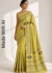 Yellow Hand Block Print Saree