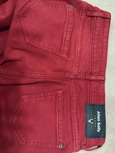 Vibrant Red Wide Leg Jeans
