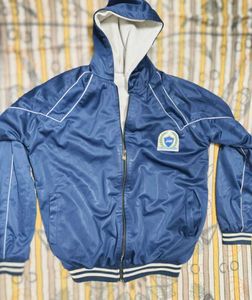 Blue Hooded Bomber Jacket